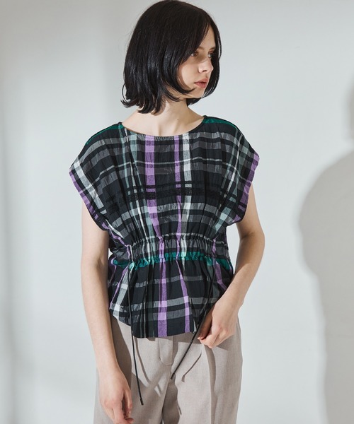 UNITED TOKYO（ユナイテッドトウキョウ）の「チェックギャザーブラウス（シャツ/ブラウス・レディース・グリーン/ブラック・1）」の21枚目の写真