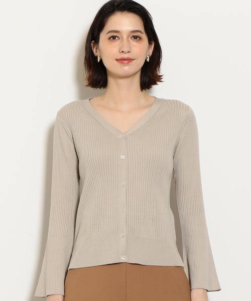 green label relaxing（グリーンレーベルリラクシング）の「[手洗い可能] KFC ソデフレア Vネック カーディガン ◆（カーディガン/ボレロ・レディース・ベージュ/ネイビー/ピンク/コバルトブルー・FREE）」の12枚目の写真