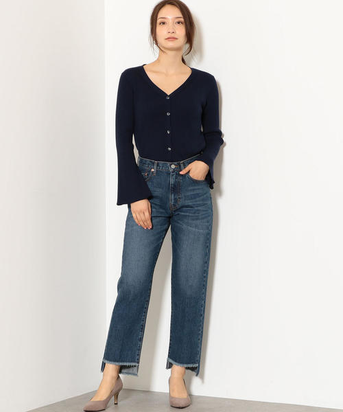 green label relaxing（グリーンレーベルリラクシング）の「[手洗い可能] KFC ソデフレア Vネック カーディガン ◆（カーディガン/ボレロ・レディース・ベージュ/ネイビー/ピンク/コバルトブルー・FREE）」の5枚目の写真