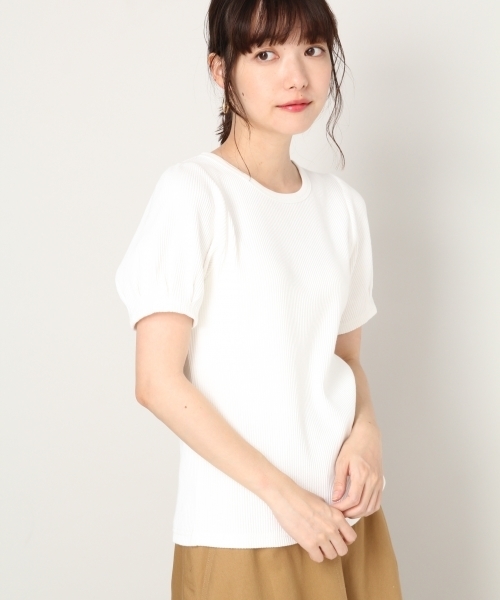 LOWRYS FARM（ローリーズファーム）の「リブタックＴシャツ　803219（Tシャツ/カットソー・レディース・オフホワイト/ブラック/ベージュ系その他/パープル系その他/マルチ・MEDIUM/LARGE）」の2枚目の写真