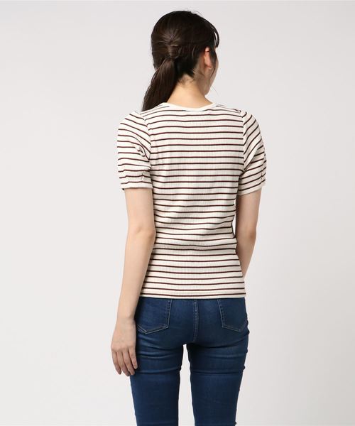 LOWRYS FARM（ローリーズファーム）の「リブタックＴシャツ　803219（Tシャツ/カットソー・レディース・オフホワイト/ブラック/ベージュ系その他/パープル系その他/マルチ・MEDIUM/LARGE）」の7枚目の写真