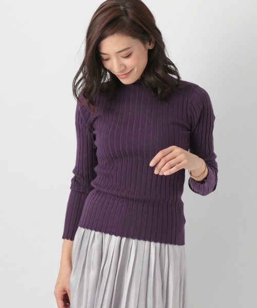 laboratory work（ラボラトリーワーク）の「スカラップネックリブニット（ニット/セーター・レディース・ブラック/ブラウン/オフホワイト/ブルーグリーン/パープル/レッド・MEDIUM）」の5枚目の写真