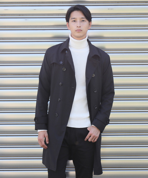 TopIsm(トップイズム)の「撥水加工Wトレンチコート ショップコート(トレンチコート・メンズ・ブラック/ベージュ・LL/M/L)」の1枚目の写真