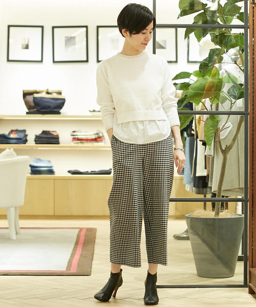 MACPHEE（マカフィー）の「ウールトロピカル ワイドクロップドパンツ（その他パンツ・レディース・ライトグレー/ブラック系その他/グリーン系その他4/ネイビー・32/34/36）」の12枚目の写真