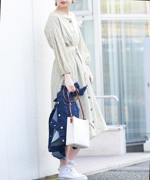 natural couture（ナチュラルクチュール）の「スクエアネックフロント釦ワンピース（ワンピース・レディース・ブラック/ベージュ/パープル/ブラック系その他/イエロー系その他・FREE）」の5枚目の写真