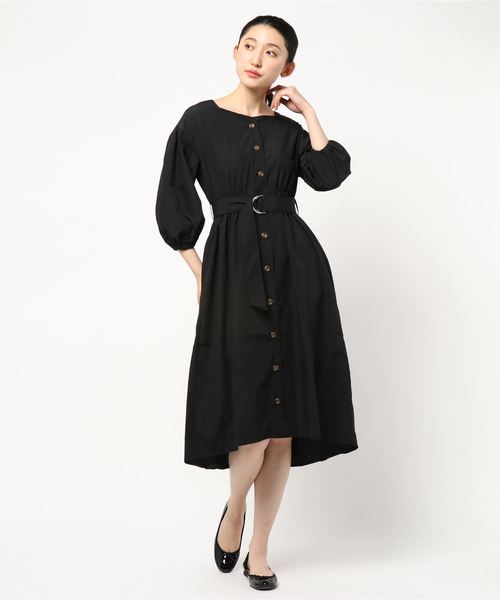 natural couture（ナチュラルクチュール）の「スクエアネックフロント釦ワンピース（ワンピース・レディース・ブラック/ベージュ/パープル/ブラック系その他/イエロー系その他・FREE）」の8枚目の写真