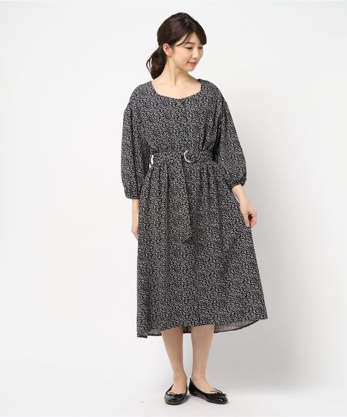 natural couture（ナチュラルクチュール）の「スクエアネックフロント釦ワンピース（ワンピース・レディース・ブラック/ベージュ/パープル/ブラック系その他/イエロー系その他・FREE）」の9枚目の写真