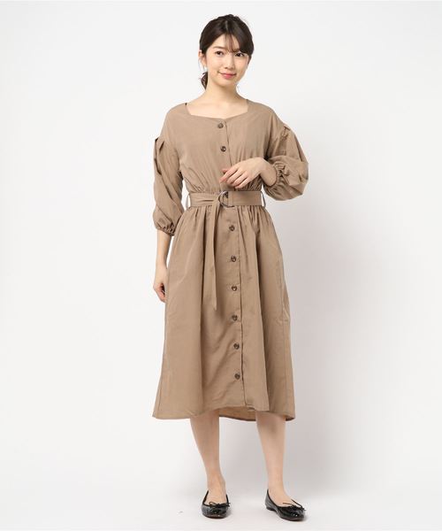 natural couture（ナチュラルクチュール）の「スクエアネックフロント釦ワンピース（ワンピース・レディース・ブラック/ベージュ/パープル/ブラック系その他/イエロー系その他・FREE）」の10枚目の写真
