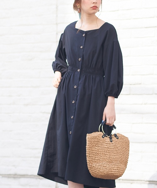 natural couture（ナチュラルクチュール）の「スクエアネックフロント釦ワンピース（ワンピース・レディース・ブラック/ベージュ/パープル/ブラック系その他/イエロー系その他・FREE）」の17枚目の写真