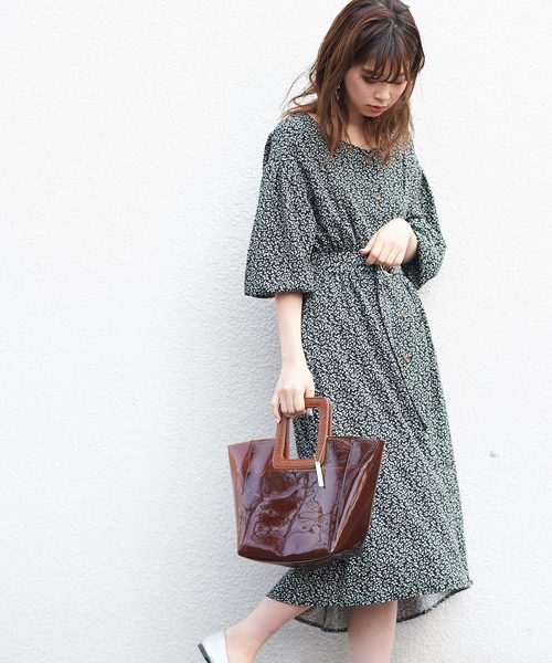 natural couture（ナチュラルクチュール）の「スクエアネックフロント釦ワンピース（ワンピース・レディース・ブラック/ベージュ/パープル/ブラック系その他/イエロー系その他・FREE）」の19枚目の写真
