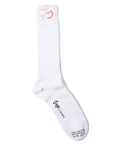 CORGI(コーギ)の「CORGI: コットン リブ ソックス(ソックス/靴下・メンズ・ホワイト/ダークグレー/レッド/グリーン/ネイビー/グレー/ワイン・ONE SIZE/10/15 )」の2枚目の写真