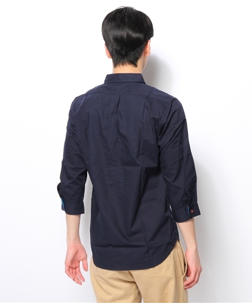 WEGO（ウィゴー）の「WEGO/カラフルボタン7分袖シャツ（シャツ/ブラウス・メンズ・ホワイト/ネイビー/イエロー/オレンジ/ライトピンク/ターコイズブルー/ワイン/グリーン・LARGE/MEDIUM/SMALL）」の15枚目の写真