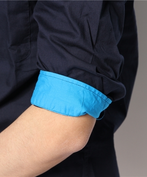 WEGO（ウィゴー）の「WEGO/カラフルボタン7分袖シャツ（シャツ/ブラウス・メンズ・ホワイト/ネイビー/イエロー/オレンジ/ライトピンク/ターコイズブルー/ワイン/グリーン・LARGE/MEDIUM/SMALL）」の14枚目の写真