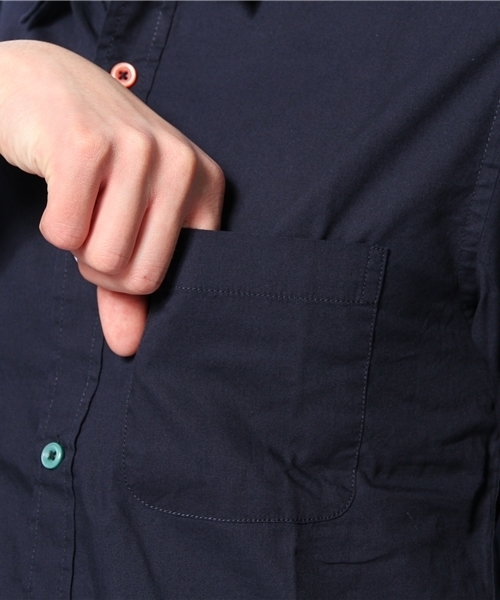 WEGO（ウィゴー）の「WEGO/カラフルボタン7分袖シャツ（シャツ/ブラウス・メンズ・ホワイト/ネイビー/イエロー/オレンジ/ライトピンク/ターコイズブルー/ワイン/グリーン・LARGE/MEDIUM/SMALL）」の19枚目の写真