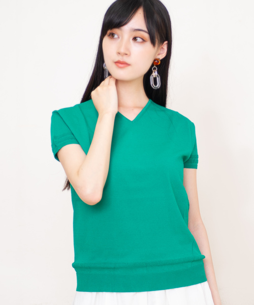 GGD SELECT（ジージーディー　セレクト）の「メッシュニット半袖（ニット/セーター・レディース・ブラック/ブルー/グリーン/イエロー/ホワイト・LARGE/MEDIUM）」の3枚目の写真