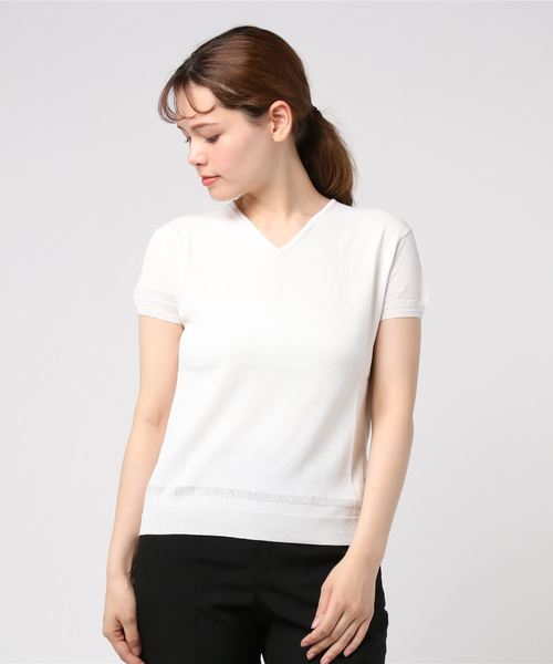 GGD SELECT（ジージーディー　セレクト）の「メッシュニット半袖（ニット/セーター・レディース・ブラック/ブルー/グリーン/イエロー/ホワイト・LARGE/MEDIUM）」の10枚目の写真