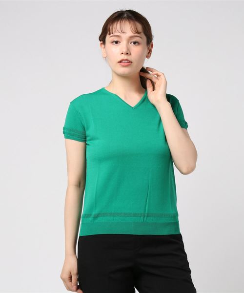 GGD SELECT（ジージーディー　セレクト）の「メッシュニット半袖（ニット/セーター・レディース・ブラック/ブルー/グリーン/イエロー/ホワイト・LARGE/MEDIUM）」の17枚目の写真