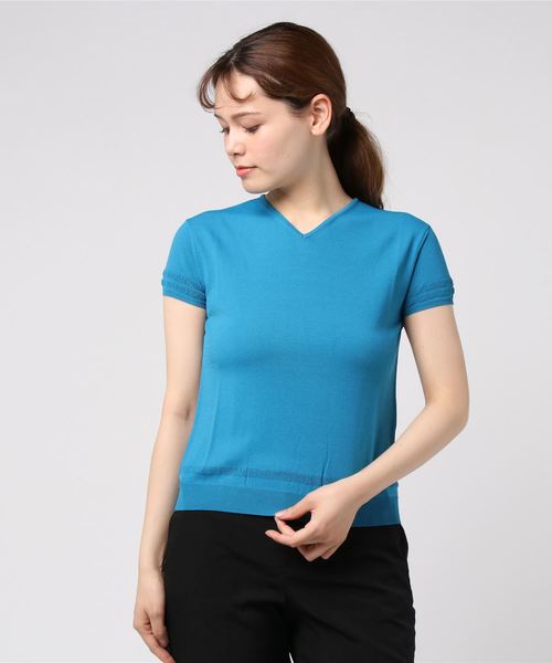 GGD SELECT（ジージーディー　セレクト）の「メッシュニット半袖（ニット/セーター・レディース・ブラック/ブルー/グリーン/イエロー/ホワイト・LARGE/MEDIUM）」の13枚目の写真