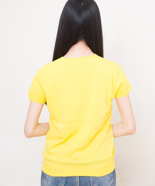 GGD SELECT（ジージーディー　セレクト）の「メッシュニット半袖（ニット/セーター・レディース・ブラック/ブルー/グリーン/イエロー/ホワイト・LARGE/MEDIUM）」の8枚目の写真