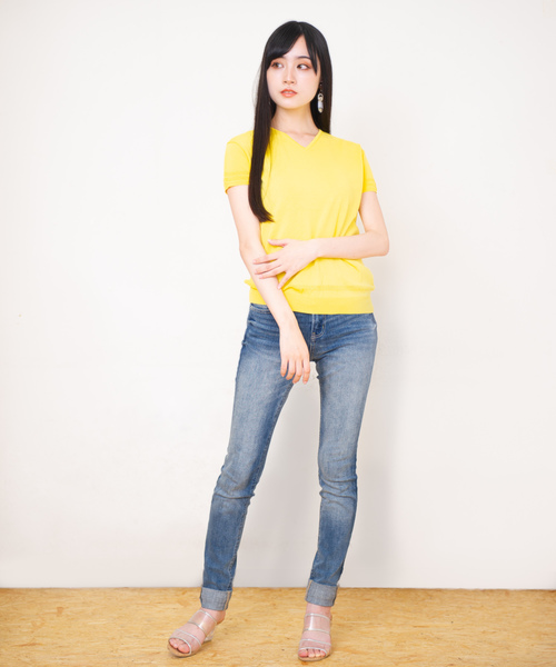 GGD SELECT（ジージーディー　セレクト）の「メッシュニット半袖（ニット/セーター・レディース・ブラック/ブルー/グリーン/イエロー/ホワイト・LARGE/MEDIUM）」の21枚目の写真