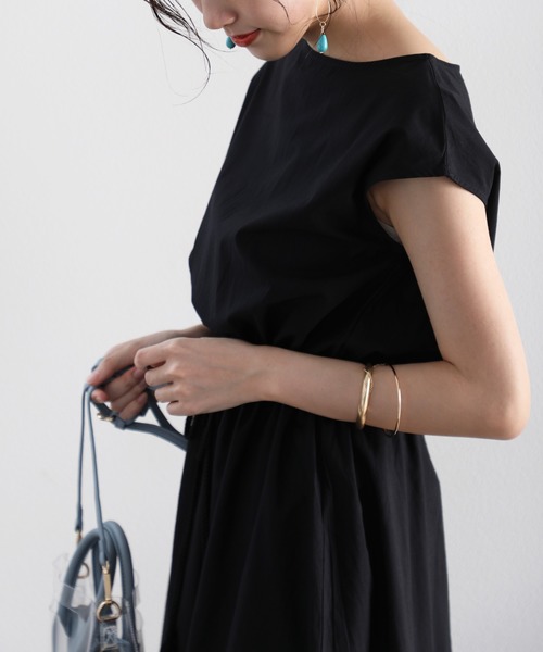 classicalelf（クラシカルエルフ）の「綿100%、ロングマキシ丈無地フレアワンピース(半袖)（ワンピース・レディース・ブラック/ネイビー/アイボリー・SMALL/MEDIUM/LARGE/X-LARGE/XX-LARGE）」の12枚目の写真