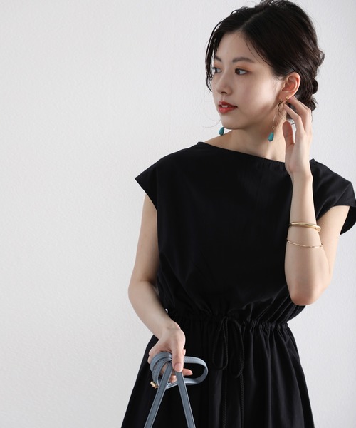 classicalelf（クラシカルエルフ）の「綿100%、ロングマキシ丈無地フレアワンピース(半袖)（ワンピース・レディース・ブラック/ネイビー/アイボリー・SMALL/MEDIUM/LARGE/X-LARGE/XX-LARGE）」の10枚目の写真