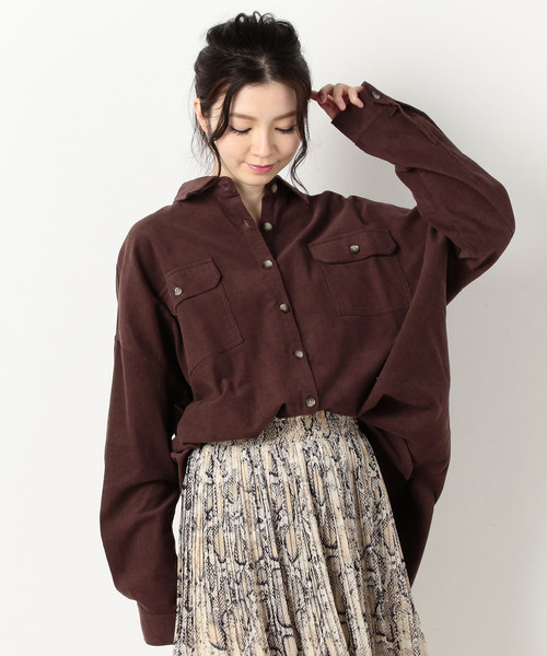 archives(アルシーヴ)の「コーデュロイチュニックBIGシャツ(シャツ/ブラウス・レディース・ベージュ/ブラウン/オレンジ/ブルー・MEDIUM)」の3枚目の写真