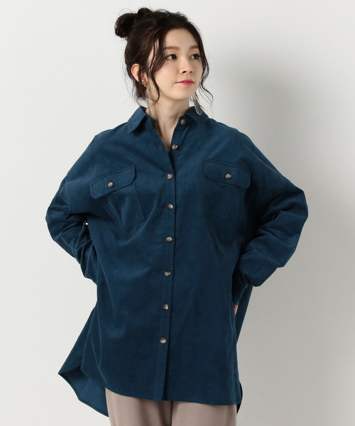 archives(アルシーヴ)の「コーデュロイチュニックBIGシャツ(シャツ/ブラウス・レディース・ベージュ/ブラウン/オレンジ/ブルー・MEDIUM)」の4枚目の写真