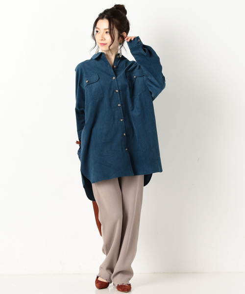 archives(アルシーヴ)の「コーデュロイチュニックBIGシャツ(シャツ/ブラウス・レディース・ベージュ/ブラウン/オレンジ/ブルー・MEDIUM)」の9枚目の写真