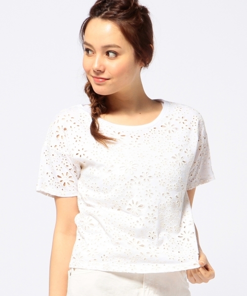 Another Edition（アナザーエディション）の「AE テンジク LACE TEE ◆（Tシャツ/カットソー・レディース・オフホワイト/イエロー/ライラック・フリー）」の12枚目の写真