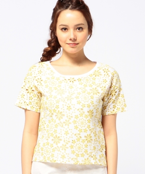 Another Edition（アナザーエディション）の「AE テンジク LACE TEE ◆（Tシャツ/カットソー・レディース・オフホワイト/イエロー/ライラック・フリー）」の9枚目の写真