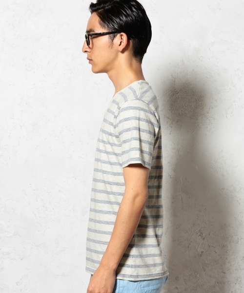 green label relaxing（グリーンレーベルリラクシング）の「MELANGE SLUB BOR V/N S/S Tシャツ ◆（Tシャツ/カットソー・メンズ・ブラック/ネイビー/ケリー/ピンク・LARGE/SMALL/MEDIUM/X-LARGE）」の6枚目の写真