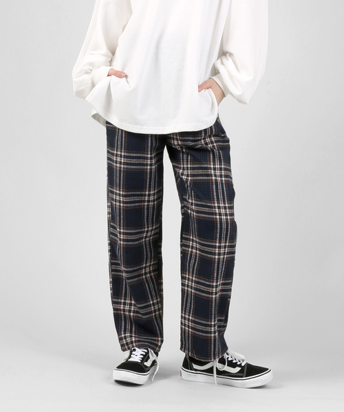 DING（ディング）の「DING/チェック柄イージーパンツ2（その他パンツ・レディース・ネイビー/ブラウン/ベージュ・FREE）」の3枚目の写真