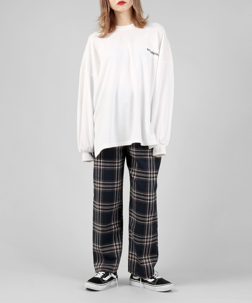 DING（ディング）の「DING/チェック柄イージーパンツ2（その他パンツ・レディース・ネイビー/ブラウン/ベージュ・FREE）」の6枚目の写真