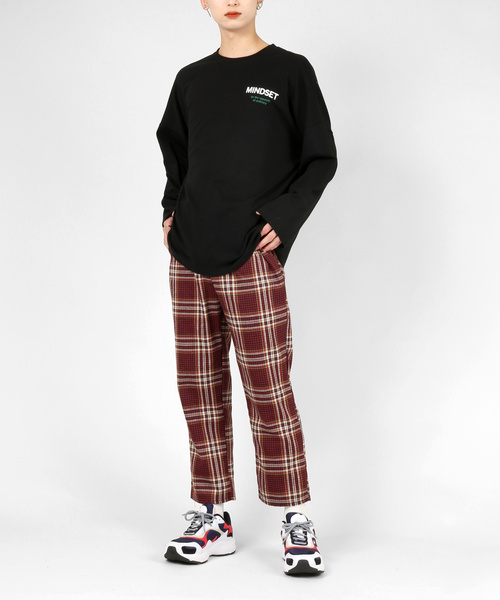 DING（ディング）の「DING/チェック柄イージーパンツ2（その他パンツ・レディース・ネイビー/ブラウン/ベージュ・FREE）」の4枚目の写真