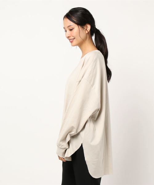 DouDou（ドゥドゥ）の「BIG T（Tシャツ/カットソー・レディース・ブラック/ベージュ/ブラウン/キャメル/グレイッシュベージュ/オフホワイト・FREE）」の7枚目の写真