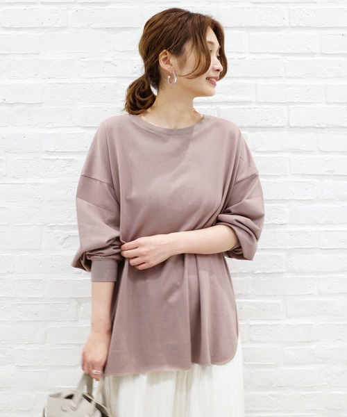 DouDou（ドゥドゥ）の「BIG T（Tシャツ/カットソー・レディース・ブラック/ベージュ/ブラウン/キャメル/グレイッシュベージュ/オフホワイト・FREE）」の5枚目の写真