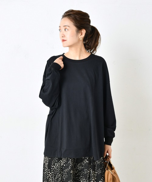 DouDou（ドゥドゥ）の「BIG T（Tシャツ/カットソー・レディース・ブラック/ベージュ/ブラウン/キャメル/グレイッシュベージュ/オフホワイト・FREE）」の3枚目の写真