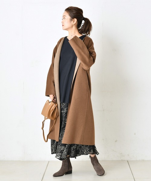 DouDou（ドゥドゥ）の「BIG T（Tシャツ/カットソー・レディース・ブラック/ベージュ/ブラウン/キャメル/グレイッシュベージュ/オフホワイト・FREE）」の14枚目の写真