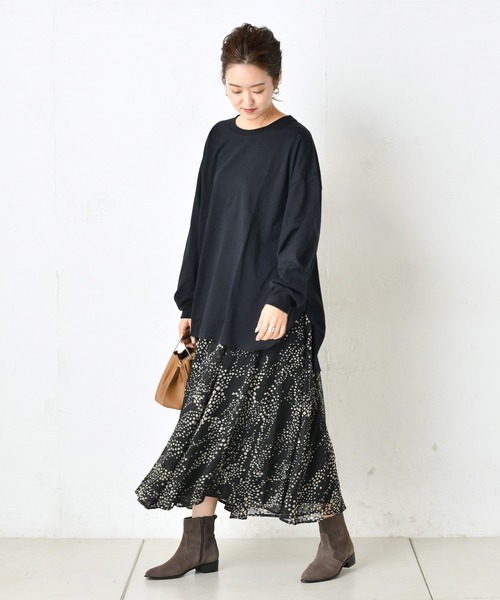 DouDou（ドゥドゥ）の「BIG T（Tシャツ/カットソー・レディース・ブラック/ベージュ/ブラウン/キャメル/グレイッシュベージュ/オフホワイト・FREE）」の12枚目の写真