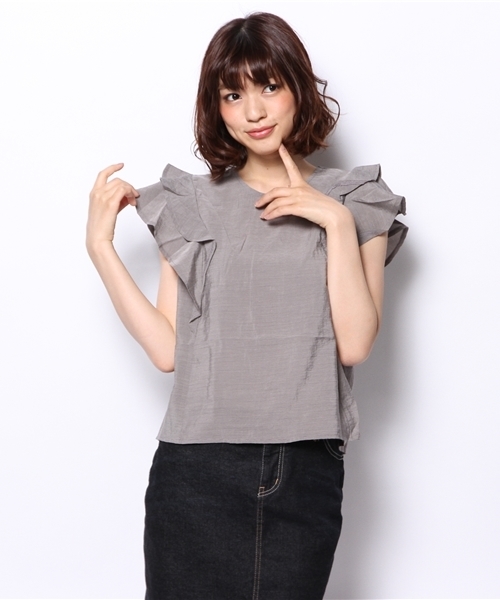 mystic(ミスティック)の「肩フリルパフスリーブプルオーバー(シャツ/ブラウス・レディース・グリーン/ブラック/ベージュ/オフホワイト/ピンク・フリ-)」の20枚目の写真