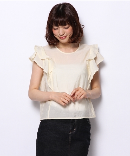 mystic(ミスティック)の「肩フリルパフスリーブプルオーバー(シャツ/ブラウス・レディース・グリーン/ブラック/ベージュ/オフホワイト/ピンク・フリ-)」の19枚目の写真