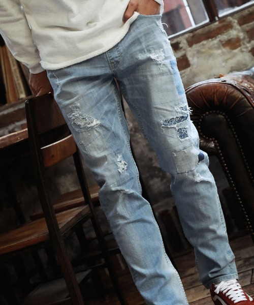 BAYFLOW（ベイフロー）の「デニムスリムリペア 20SS（デニムパンツ・メンズ・サックスブルー/クリアブルー・SMALL/MEDIUM/LARGE）」の18枚目の写真