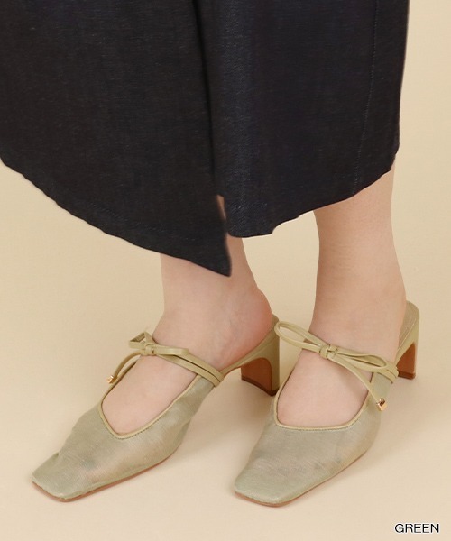 RANDA（ランダ）の「ソフトリボンミュールパンプス（パンプス・レディース・ブラック/クリーム/グリーン・S/M/L/LL）」の4枚目の写真