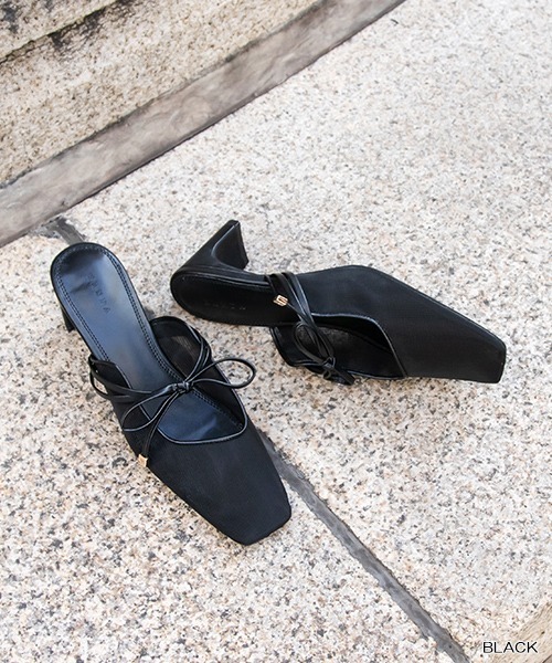 RANDA（ランダ）の「ソフトリボンミュールパンプス（パンプス・レディース・ブラック/クリーム/グリーン・S/M/L/LL）」の5枚目の写真