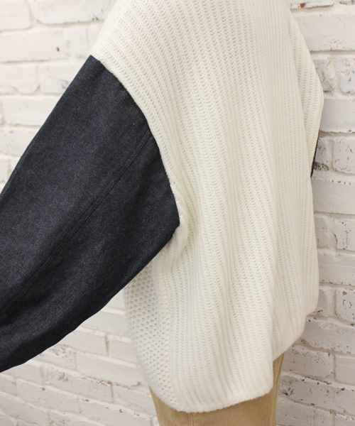 Kastane（カスタネ）の「【Kastane】デニム袖ニットプルオーバー（ニット/セーター・レディース・ホワイト/ブラック/グレー・FREE）」の7枚目の写真