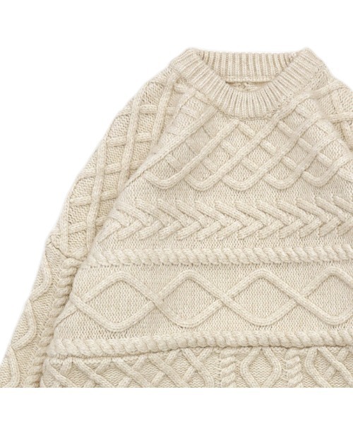 select MOCA(セレクトモカ)の「ランダムケーブルオーバーニット(ニット/セーター・レディース・ベージュ/オリーブ/アイボリー/ダークラベンダー/ネイビー/オレンジ/チャコール/グリーン・FREE)」の14枚目の写真