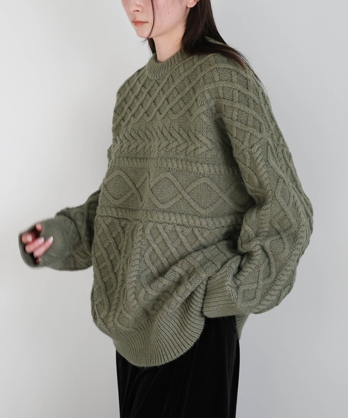 セール】ランダムケーブルオーバーニット（ニット/セーター）｜select