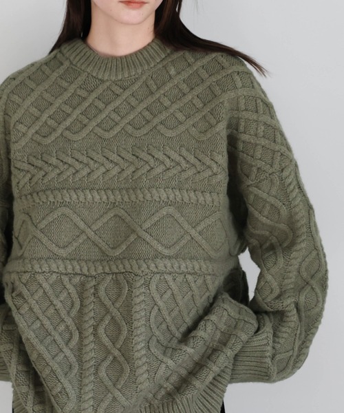 セール】ランダムケーブルオーバーニット（ニット/セーター）｜select