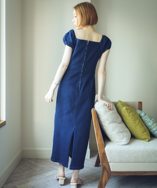 flowriri（フロウリリ）の「flowriri デニムタイトロングワンピース（ワンピース・レディース・ブラック/ネイビー・FREE）」の8枚目の写真